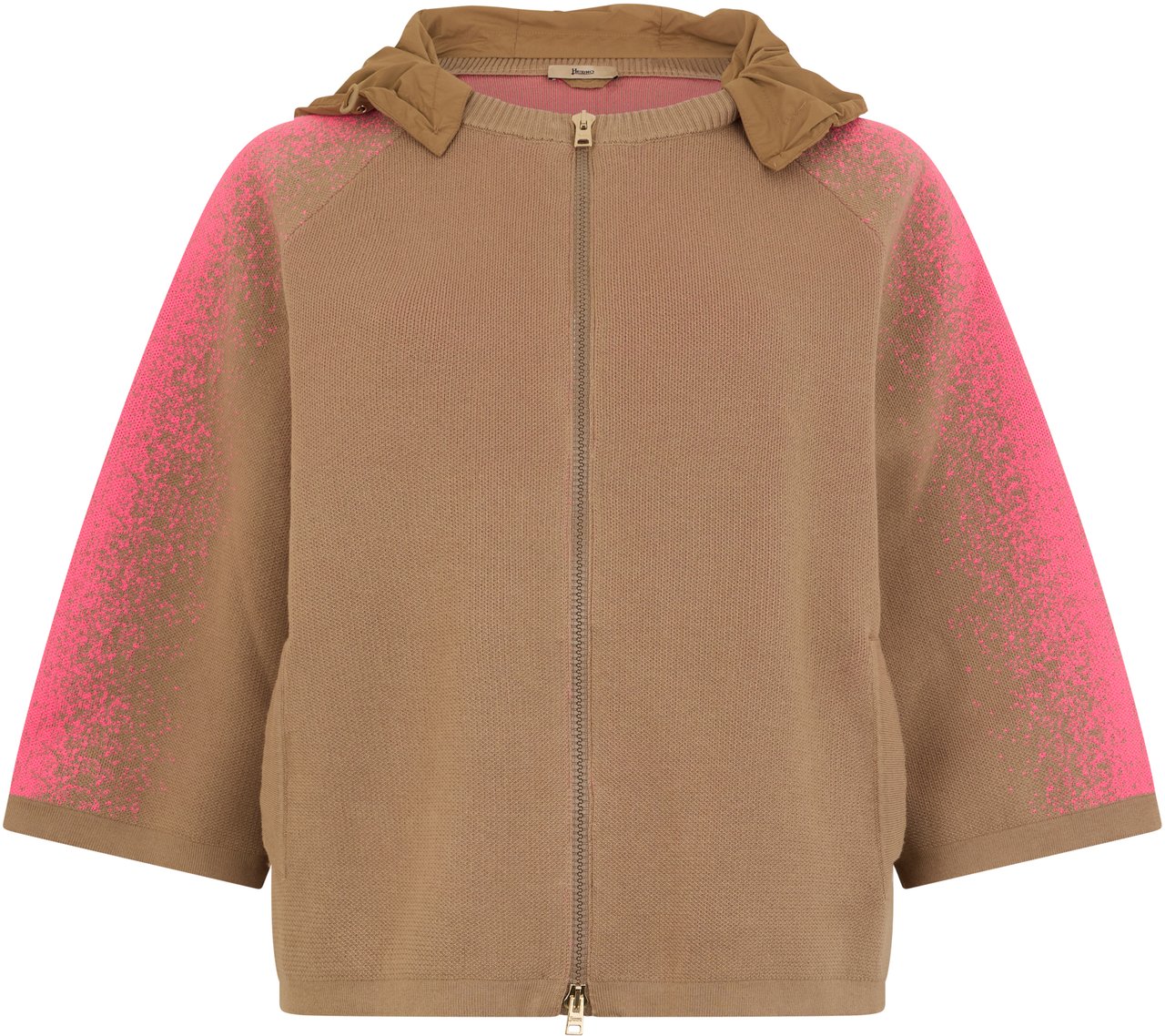 Herno Soft cardigan with hood and zip Neutraal