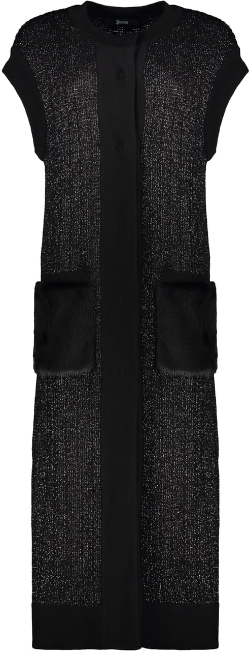 Herno Long cardigan without sleeves Zwart