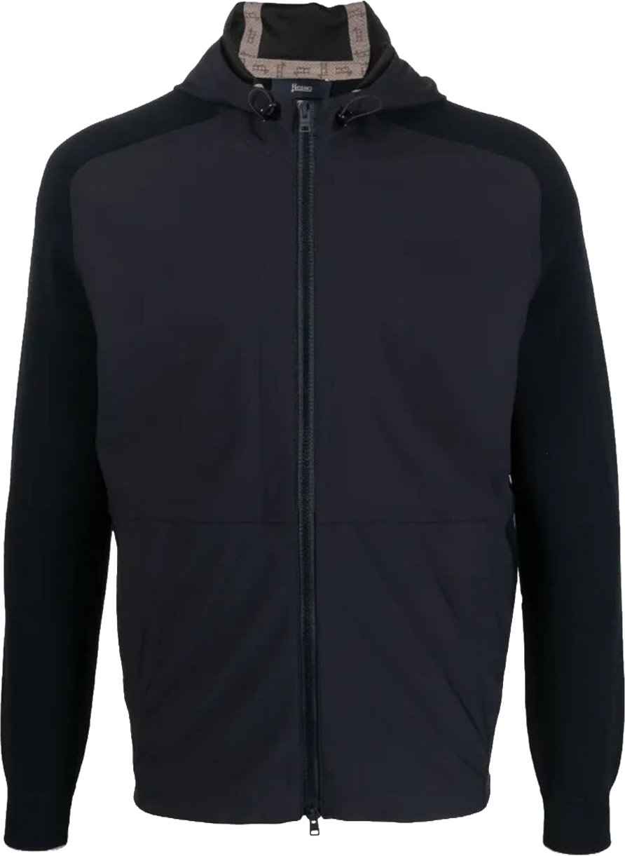 Herno Herno Knit-Sleeve Hooded Jacket Blauw