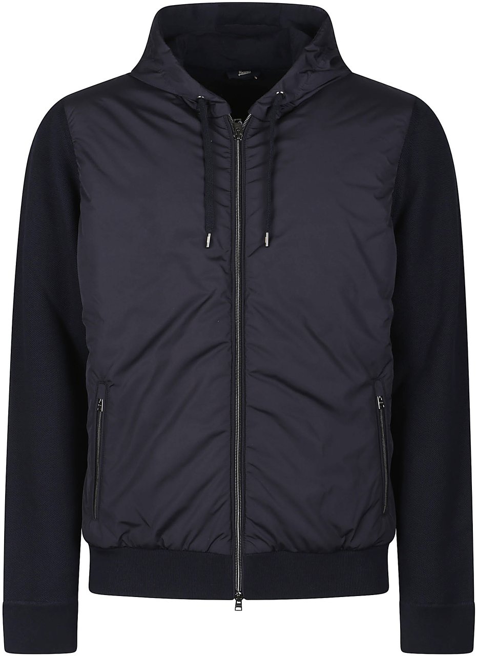 Herno Combined Padded Sweat Jacket Blue Blauw