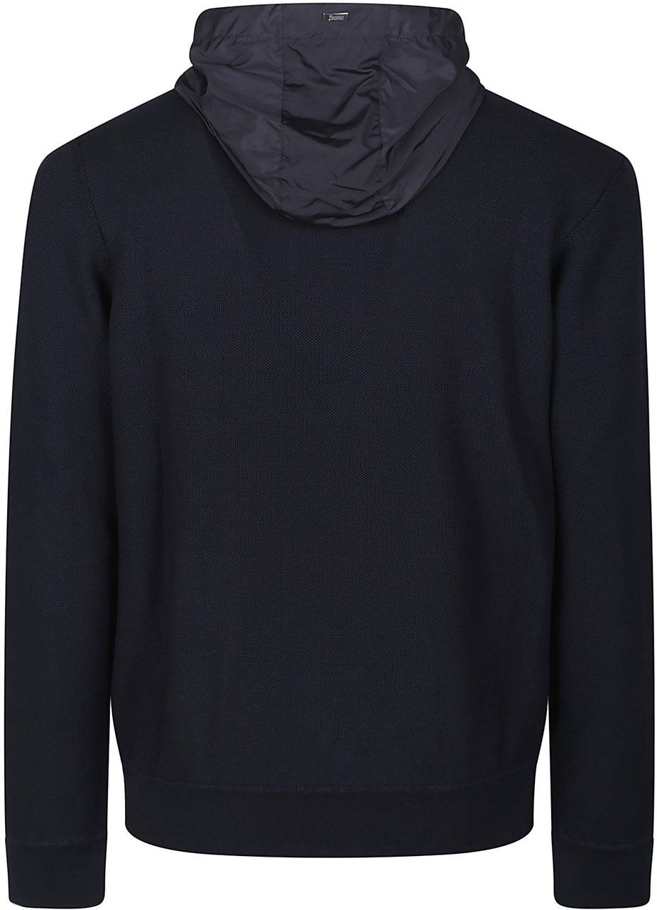 Herno Combined Padded Sweat Jacket Blue Blauw