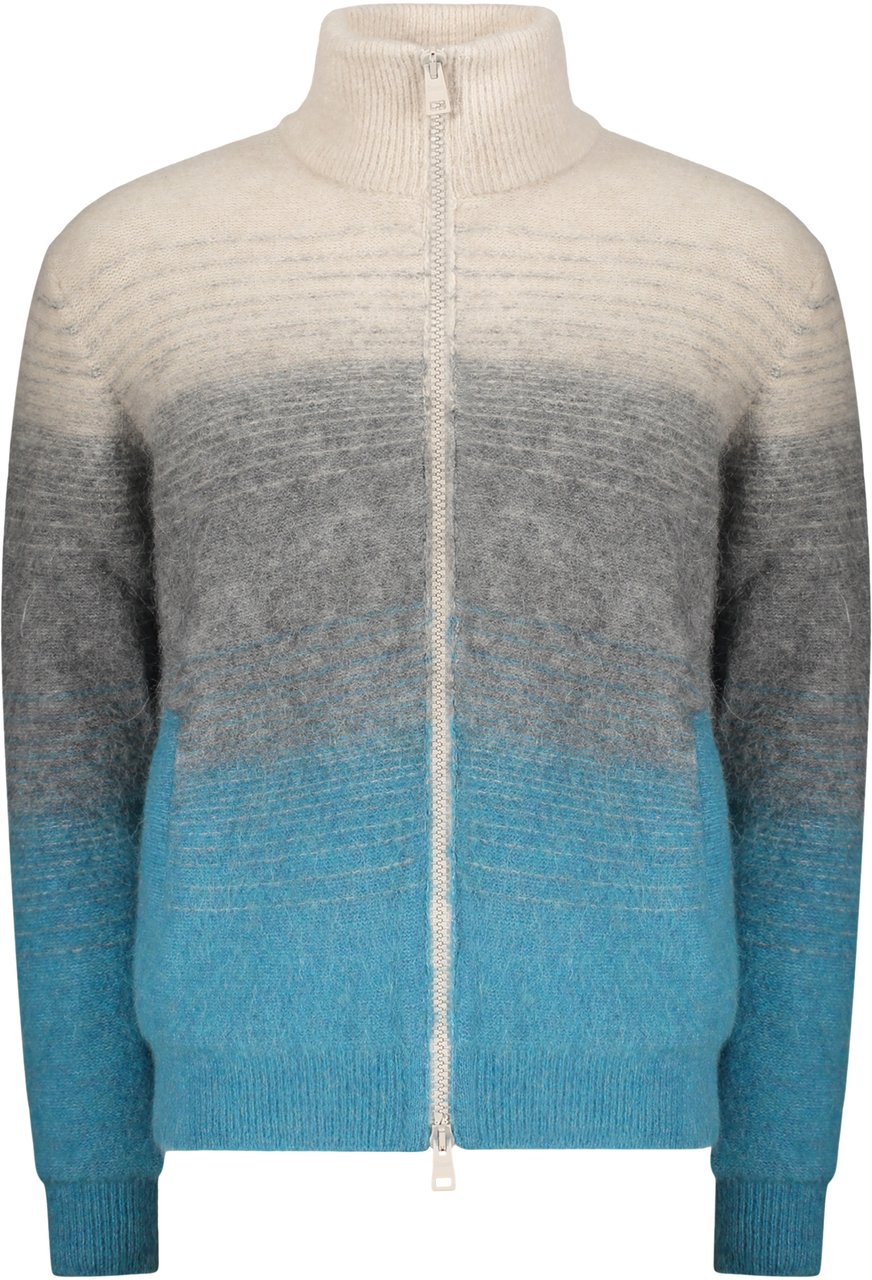 Herno High collar zipped cardigan Blauw