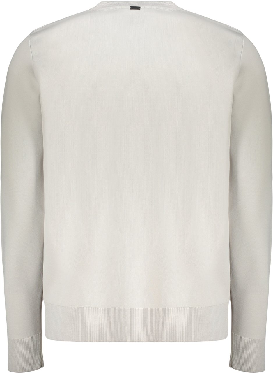 Herno Minimalist sweater with pocket and round neck Grijs