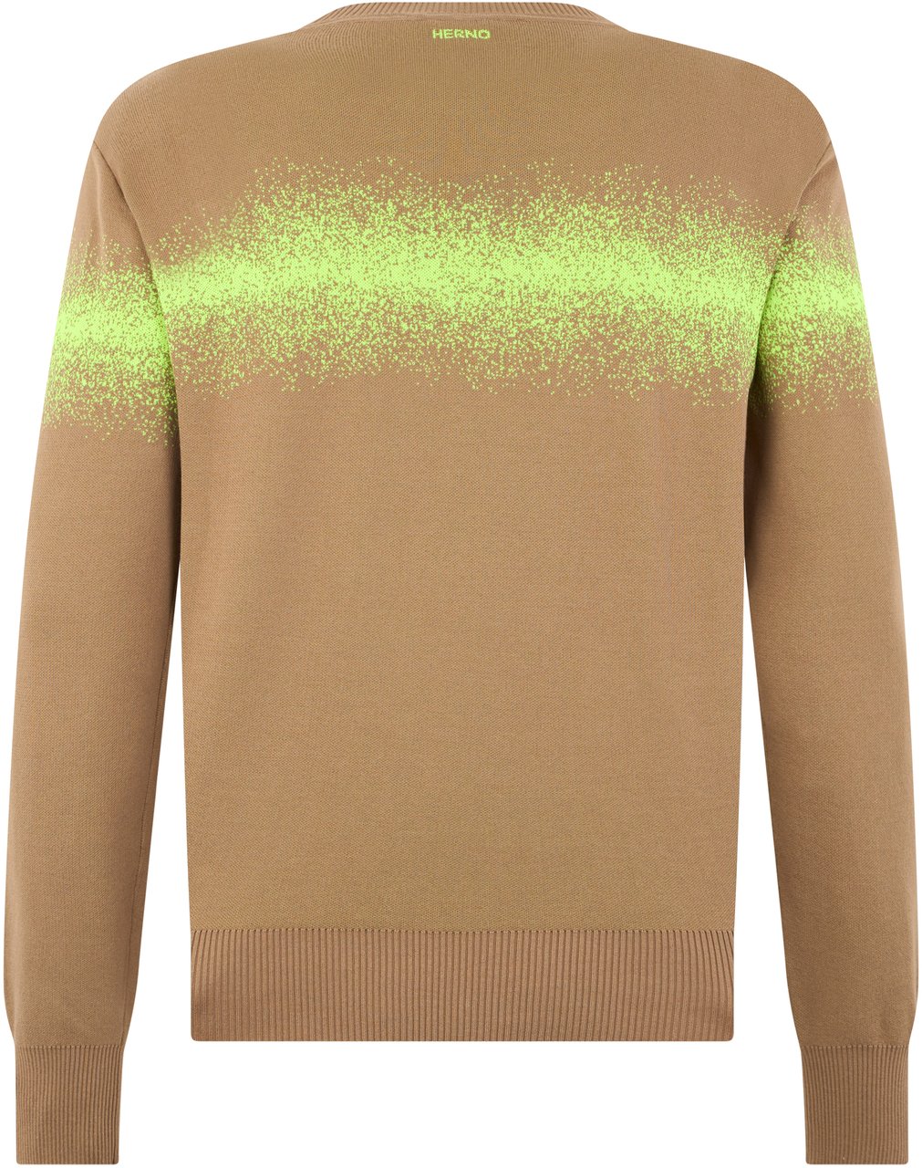Herno Beige sweater with long sleeves and a fluorescent green element Neutraal
