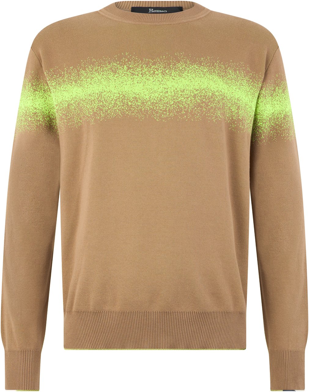 Herno Beige sweater with long sleeves and a fluorescent green element Neutraal