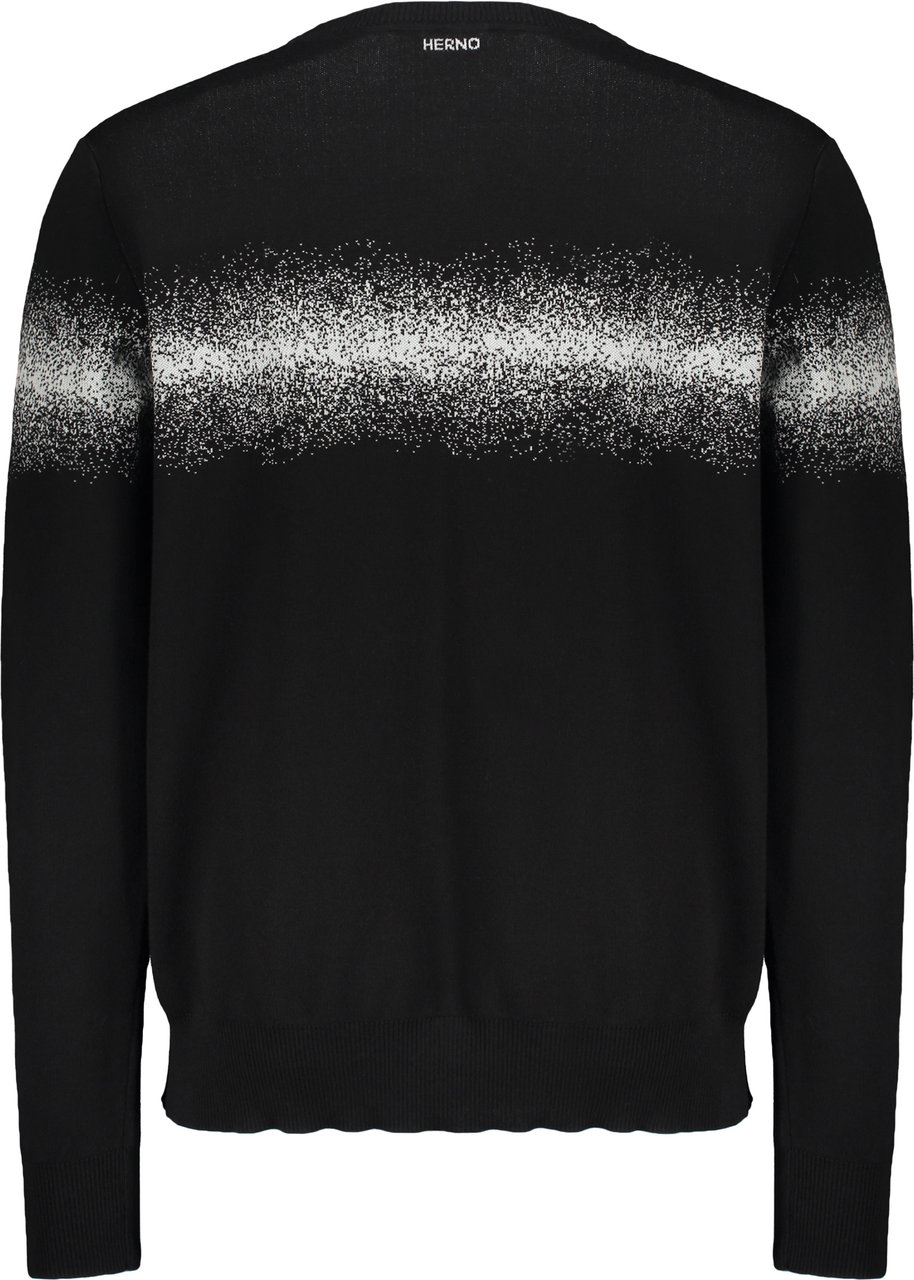 Herno Elegant black pullover with faded gradient pattern Zwart