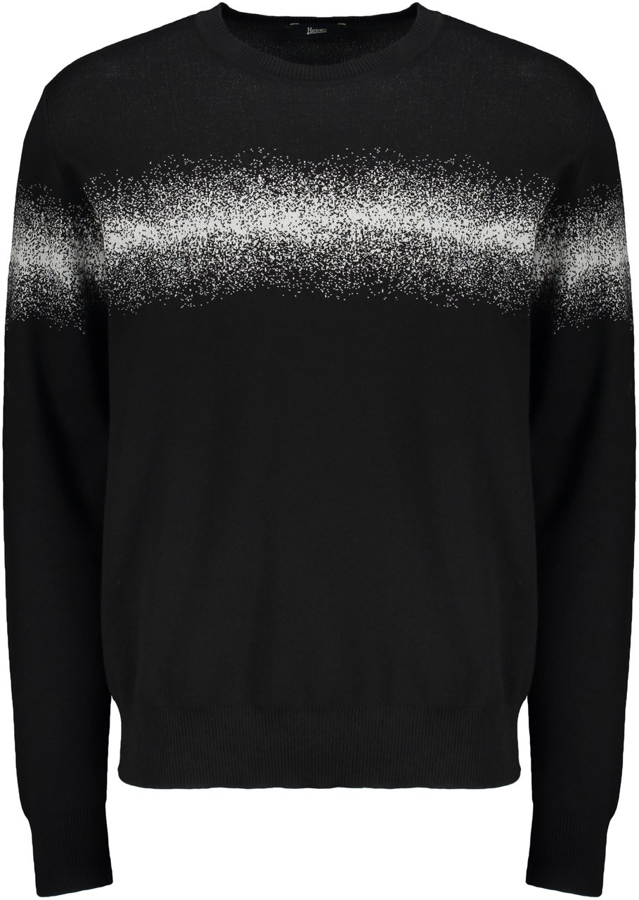Herno Elegant black pullover with faded gradient pattern Zwart