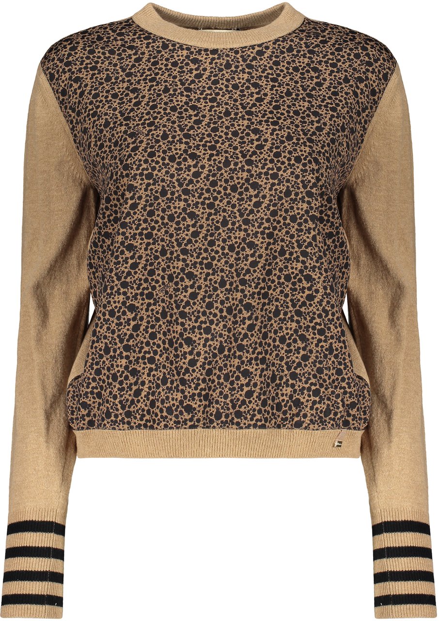 Herno Crew neck sweater with puff sleeves Neutraal