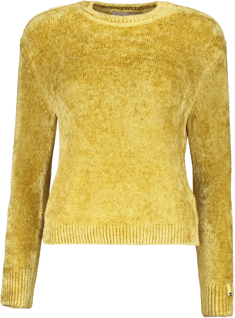 Herno Yellow crew-neck sweater with long sleeves, casual comfort Geel