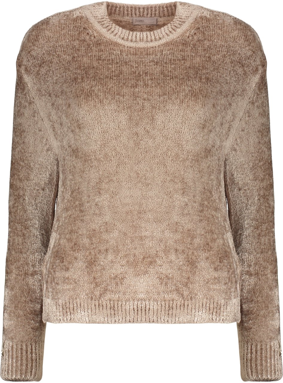 Herno Soft beige sweater with a round neckline Beige