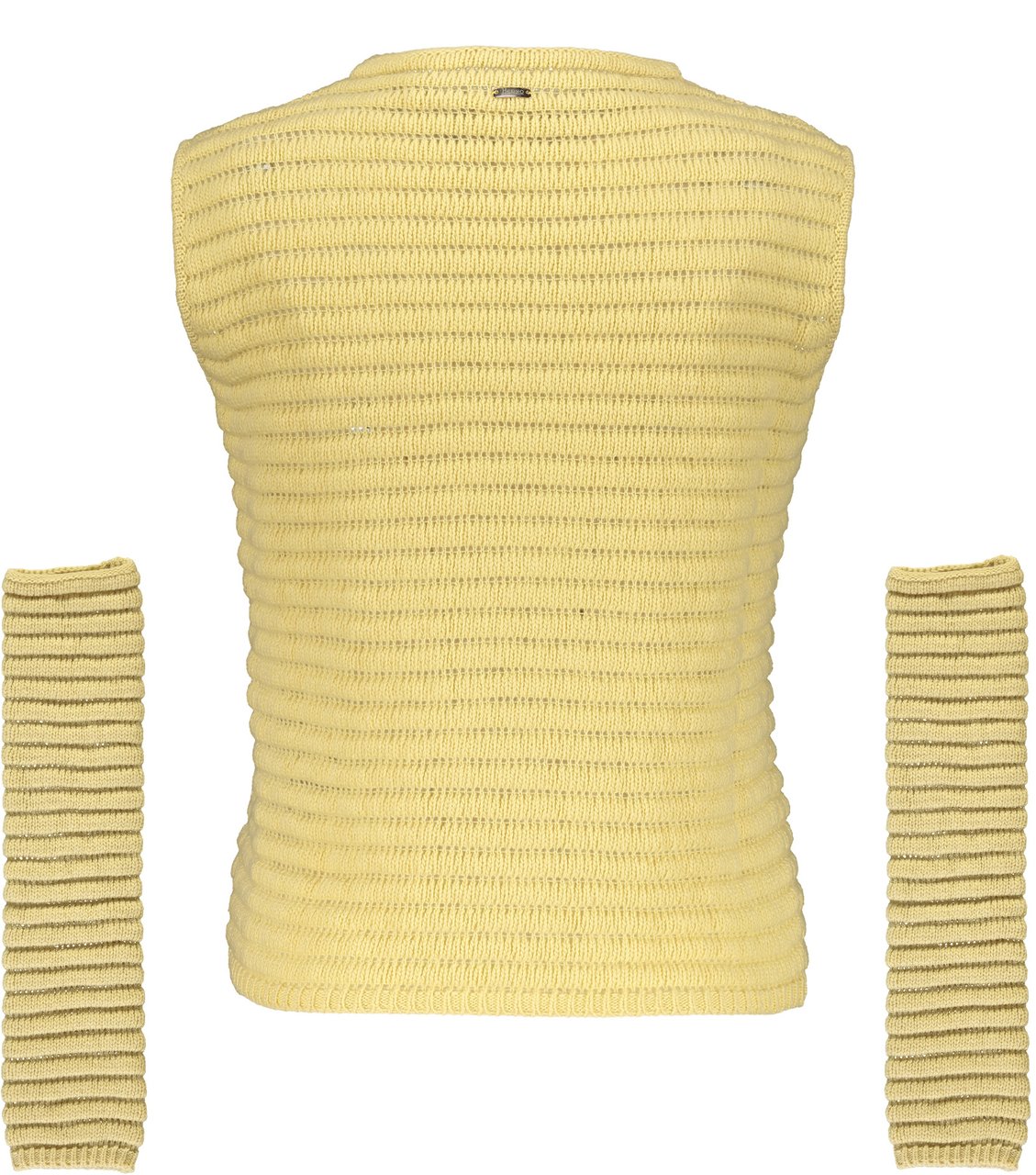 Herno Knitted vest with sleeves Geel