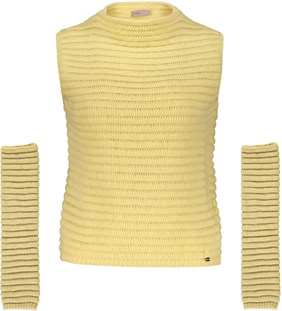 Herno Knitted vest with sleeves Geel