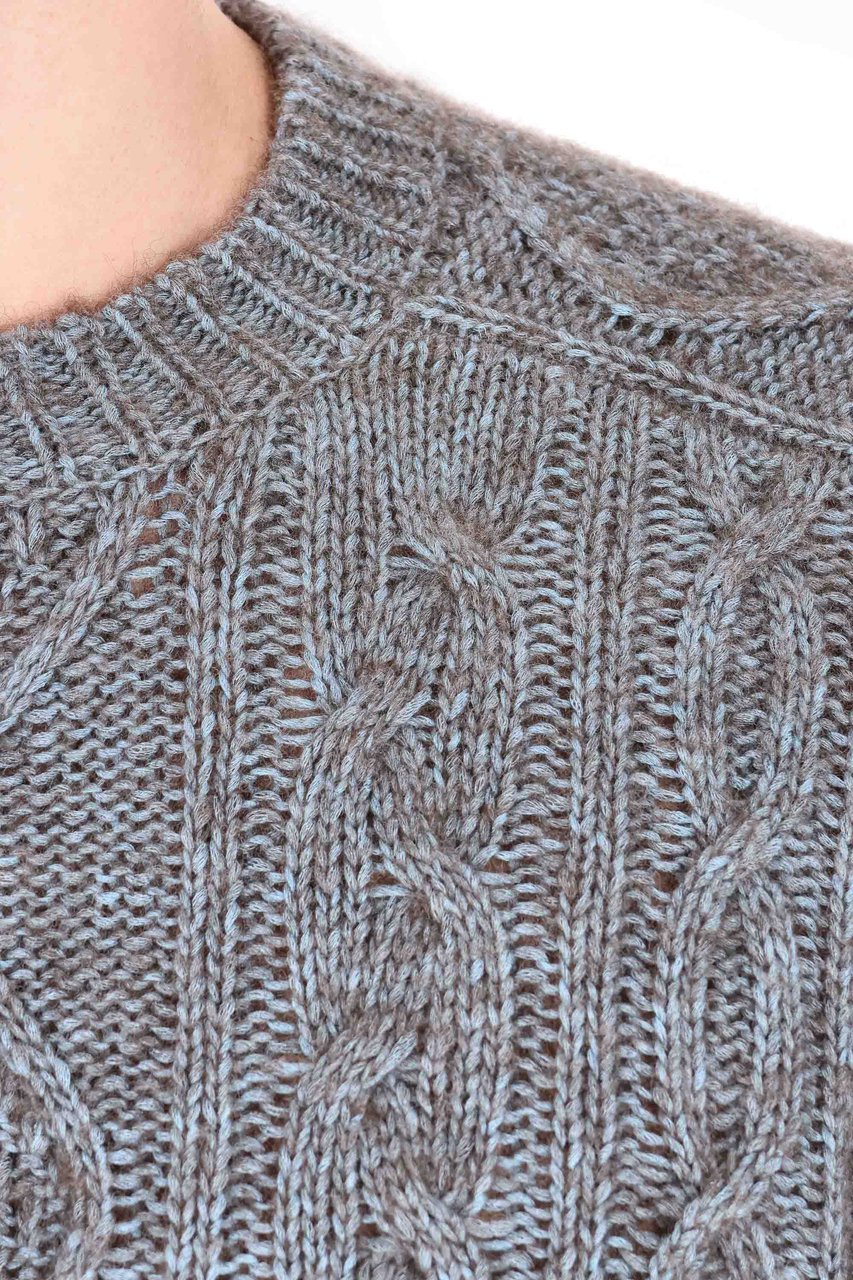 Herno Vanisee Cotton-Yak-Wool Cable Crewneck Sweater Grijs