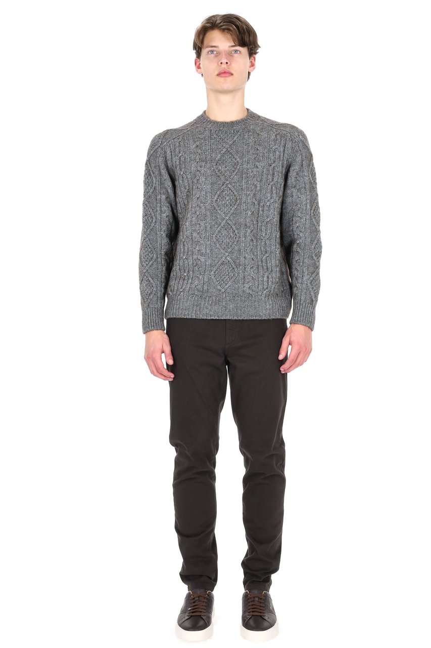 Herno Vanisee Cotton-Yak-Wool Cable Crewneck Sweater Grijs