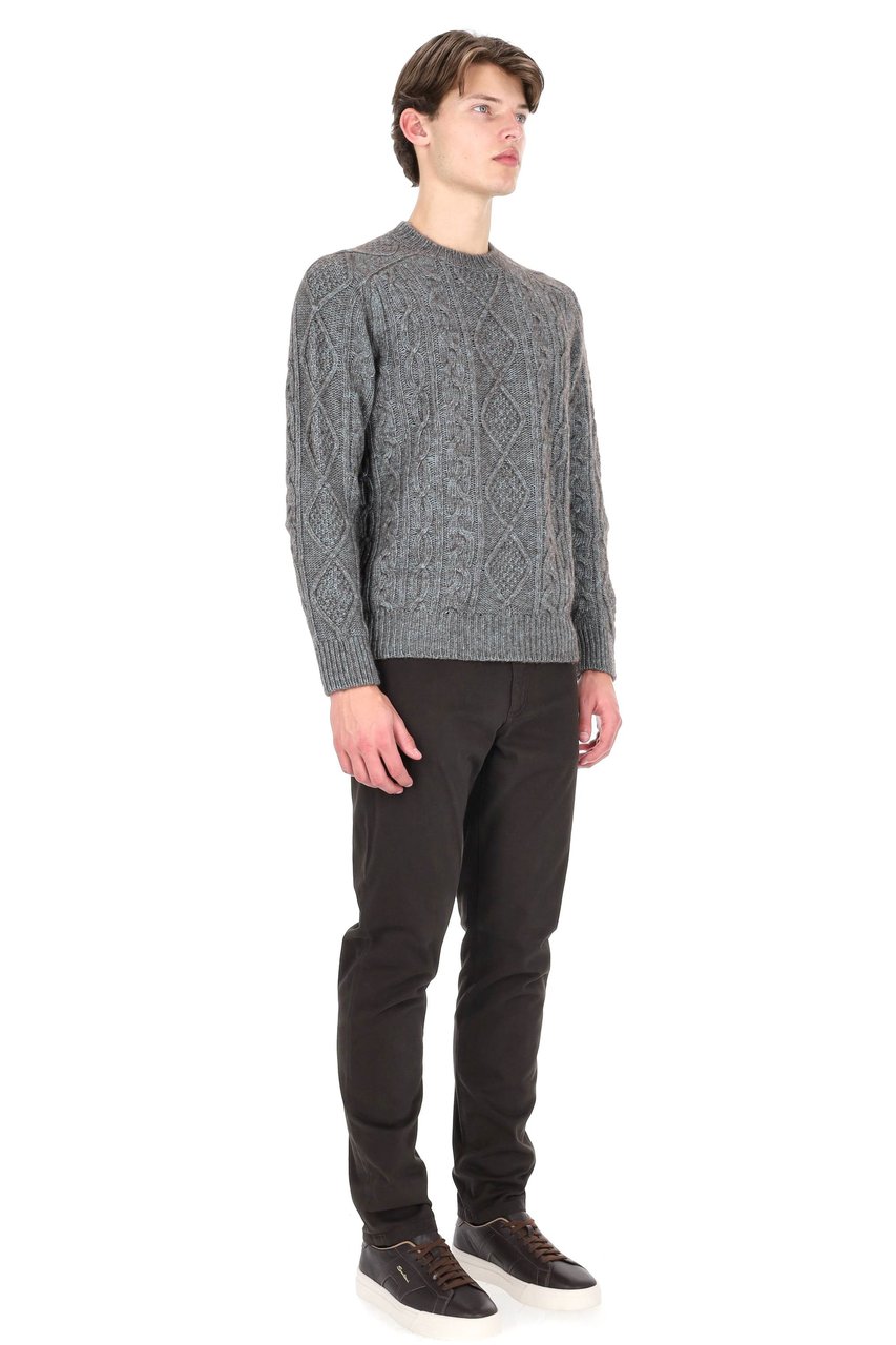 Herno Vanisee Cotton-Yak-Wool Cable Crewneck Sweater Grijs