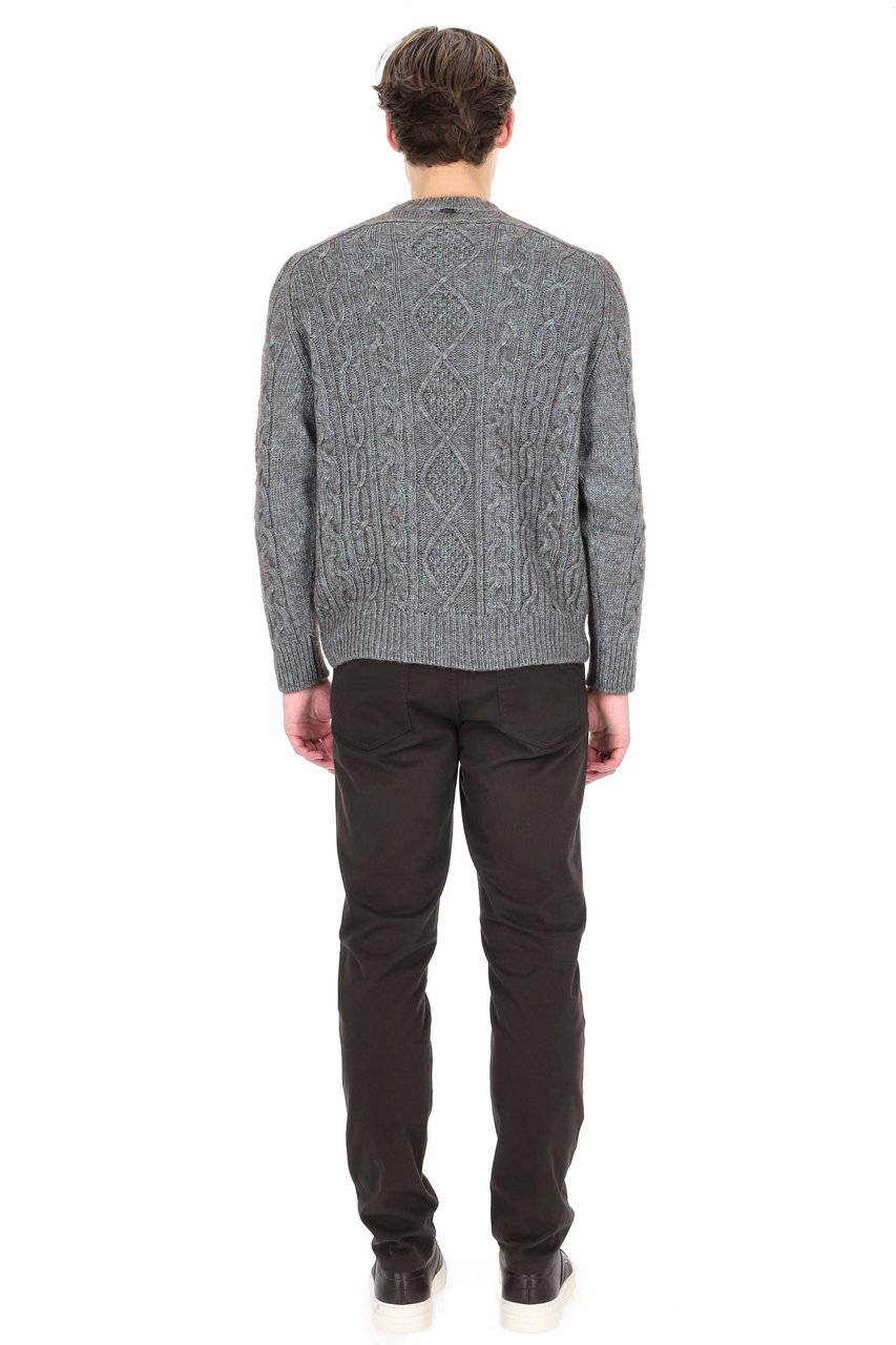 Herno Vanisee Cotton-Yak-Wool Cable Crewneck Sweater Grijs