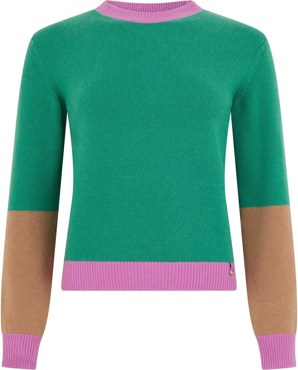 Herno Green cashmere sweater with colorful details Groen