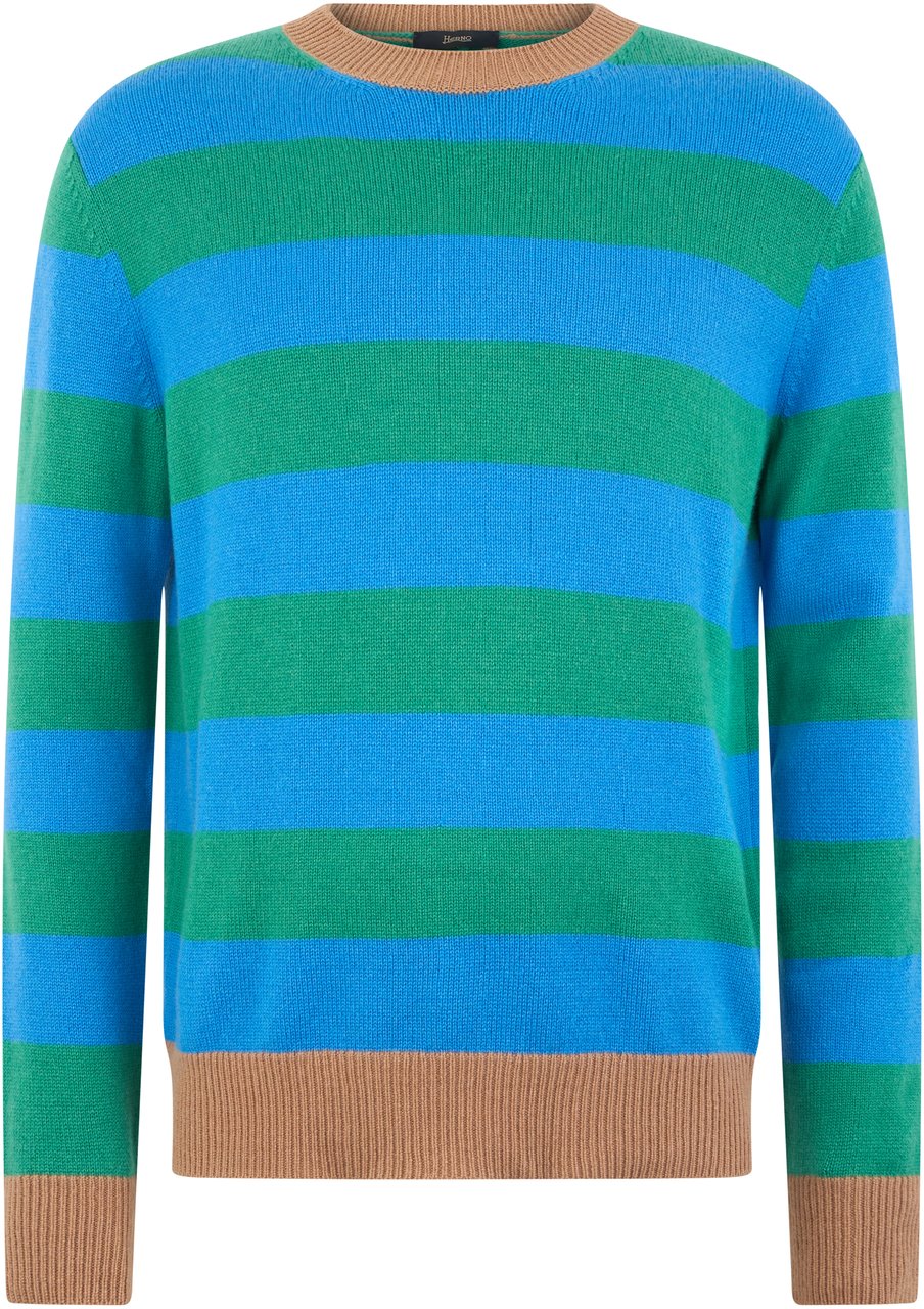 Herno Soft, comfortable, and casual striped sweater Blauw