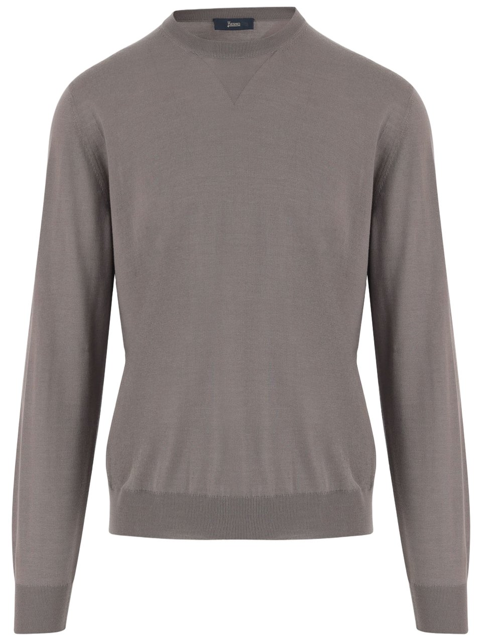 Herno Beige Wool Silk Crew Neck Knit Grijs