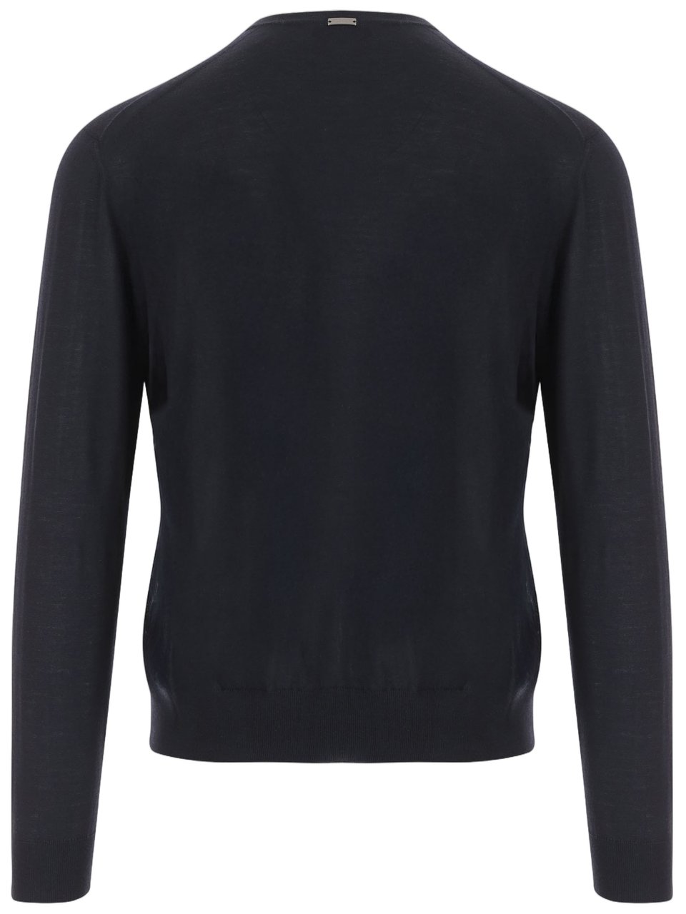 Herno Dark Navy Wool-Silk Blend Sweater Zwart