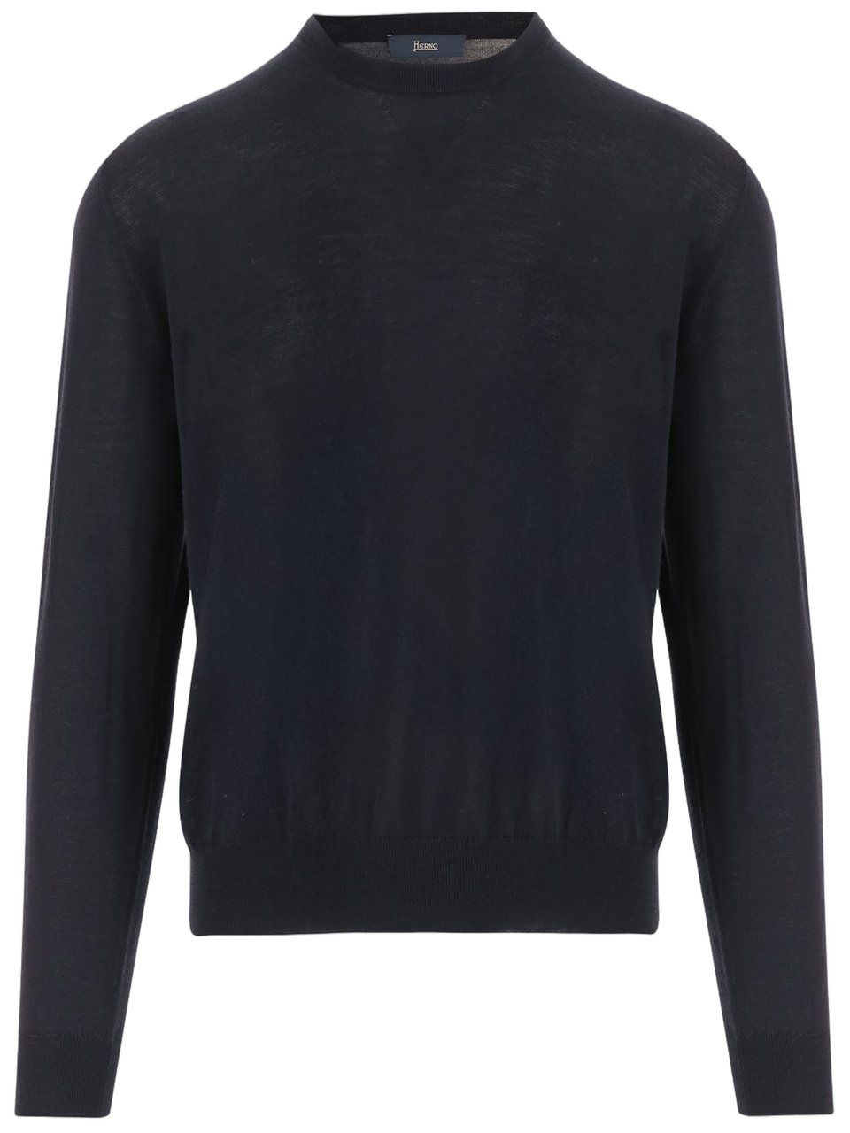 Herno Dark Navy Wool-Silk Blend Sweater Zwart