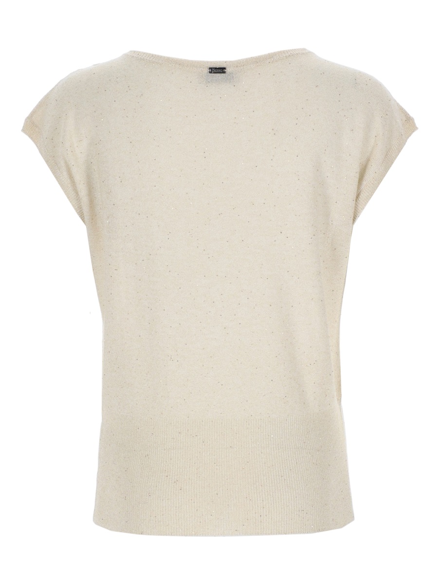 Herno Loose-Fitting Speckled Wide Neckline T-Shirt Wit