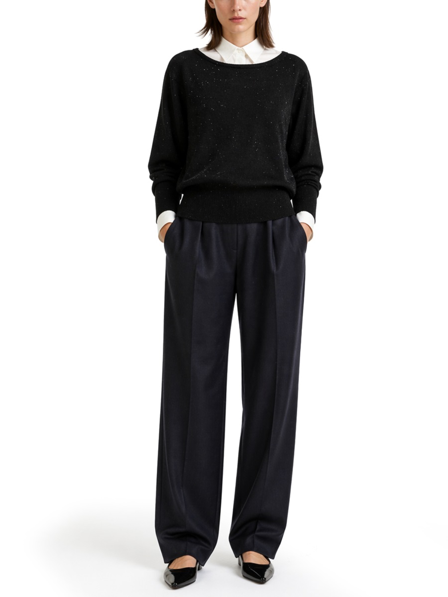 Herno Black Sequin Metallic Ribbed Cuffs Shirt Zwart