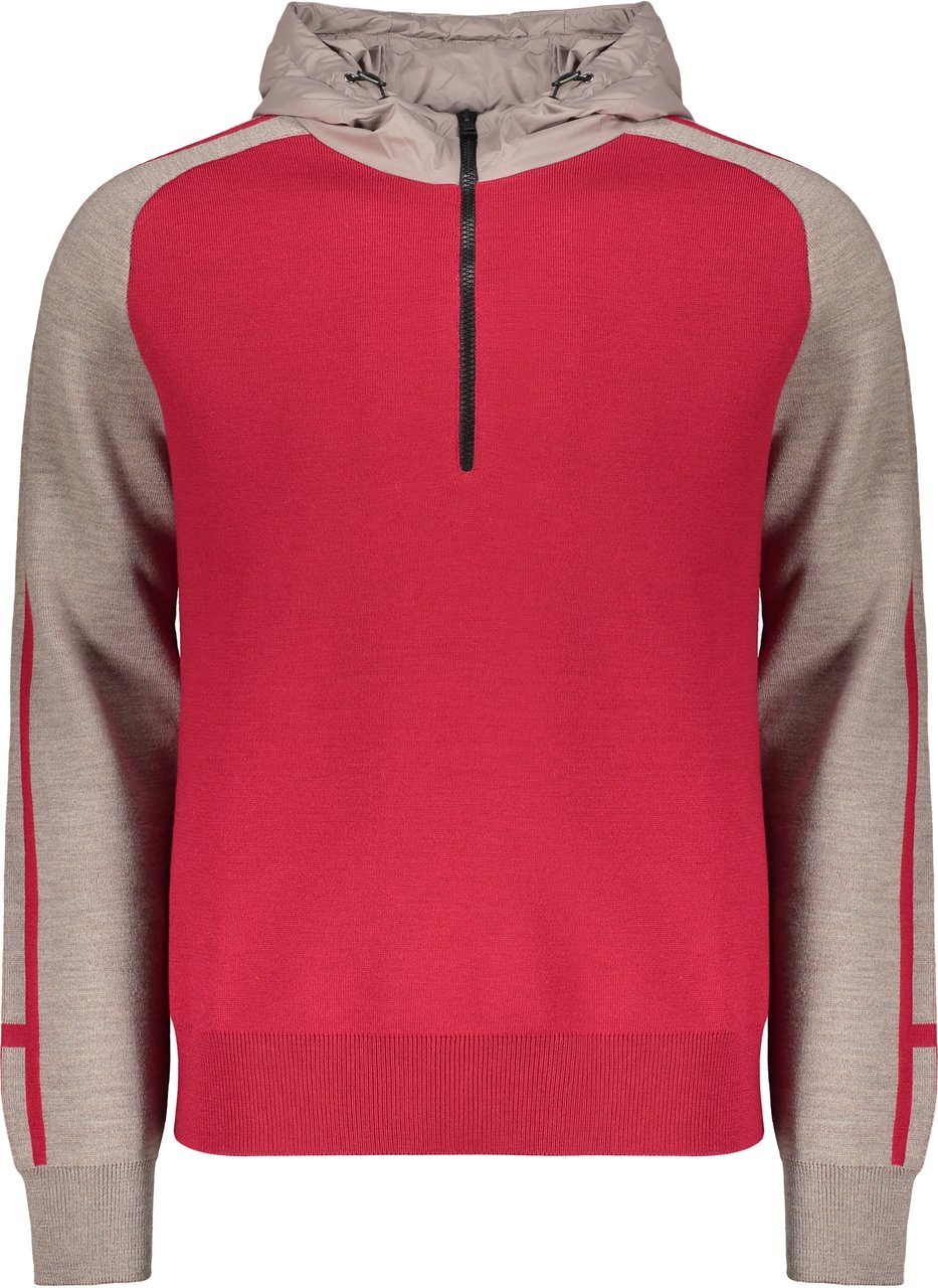 Herno Knitted hoodie with zip Rood