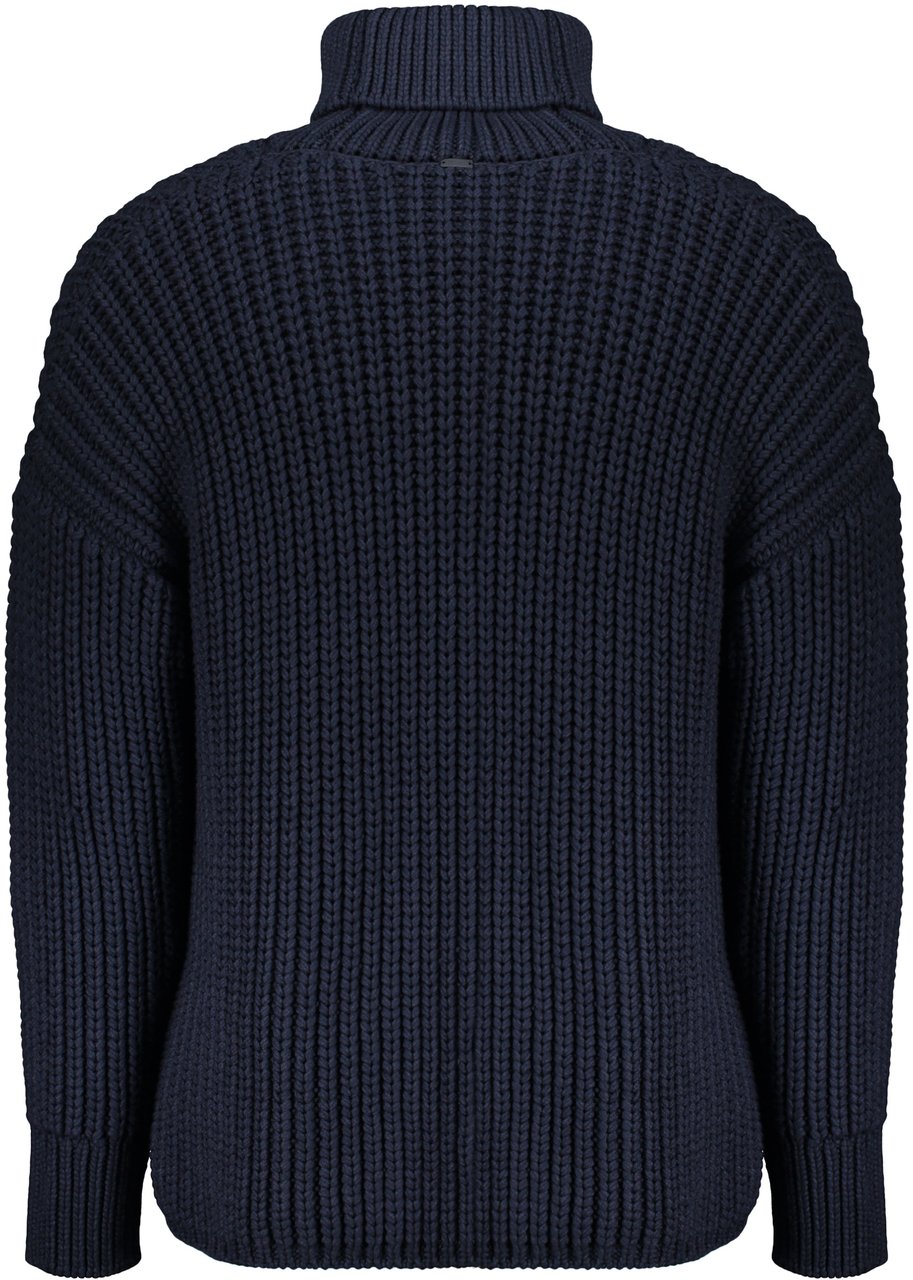 Herno Dark blue sweater with a high collar Blauw