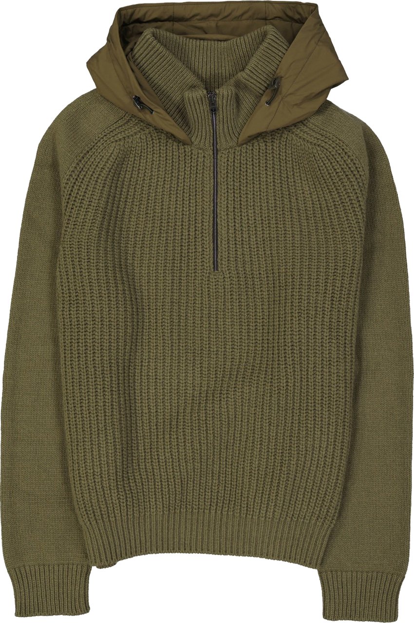 Herno Long-Sleeved Hooded Knitted Jumper Groen