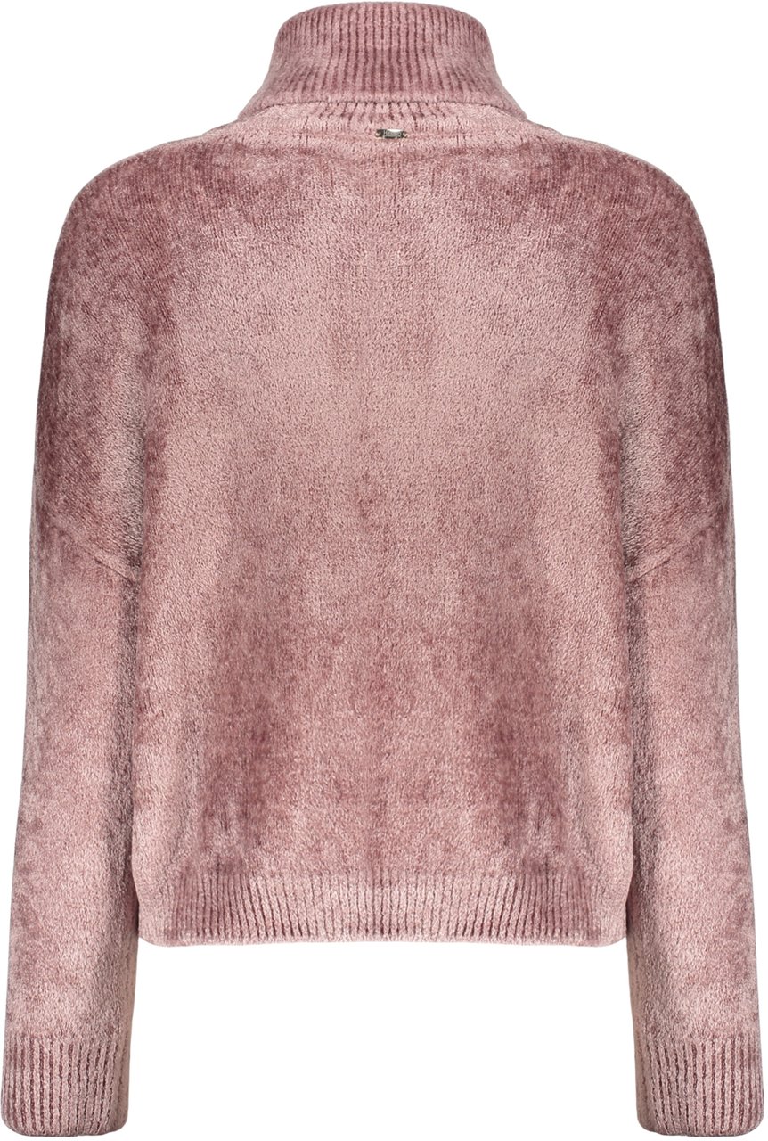 Herno Pink sweater with a high elegant collar Roze