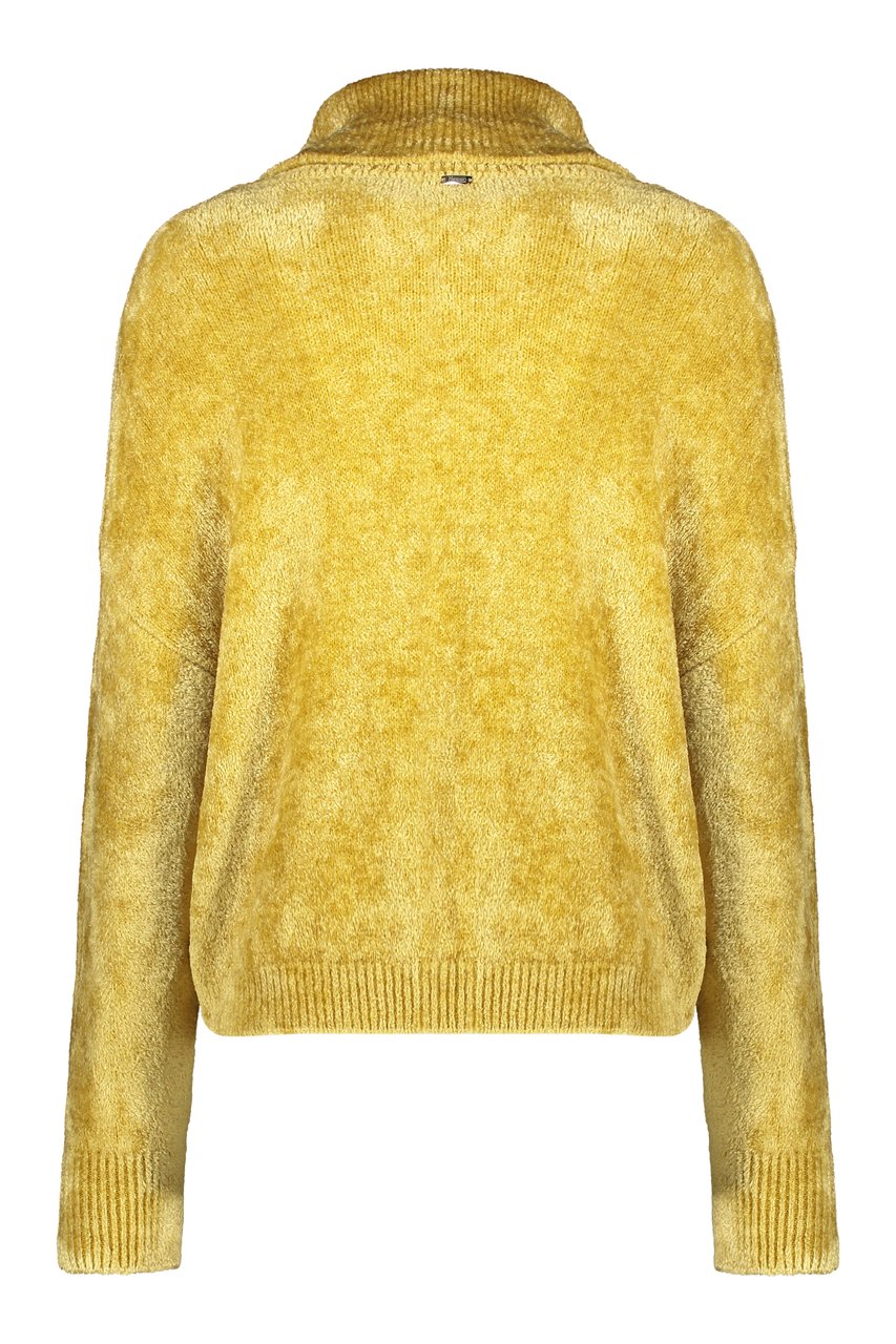 Herno Elegant yellow sweater with high collar Geel