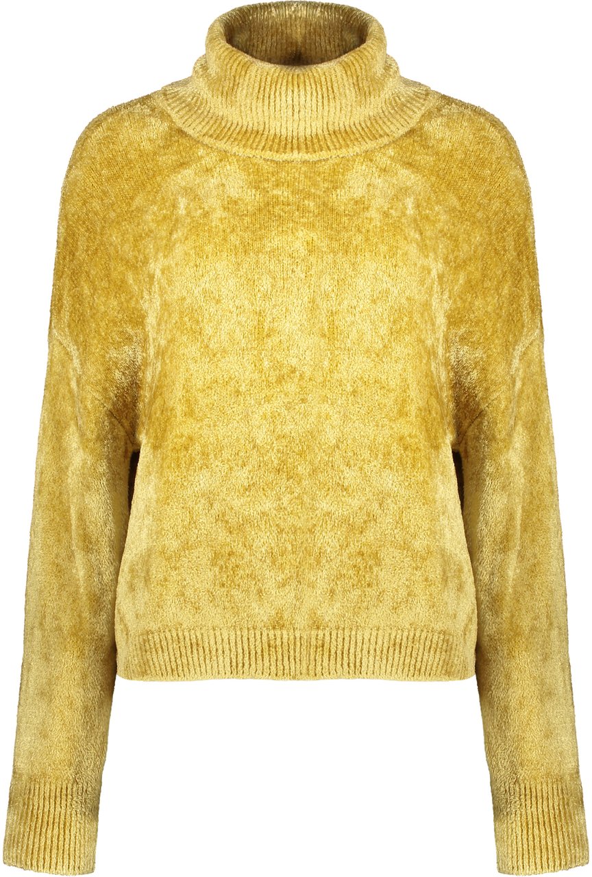 Herno Elegant yellow sweater with high collar Geel