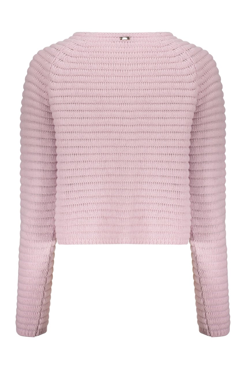 Herno Fashionable long-sleeve pink cropped sweater Roze