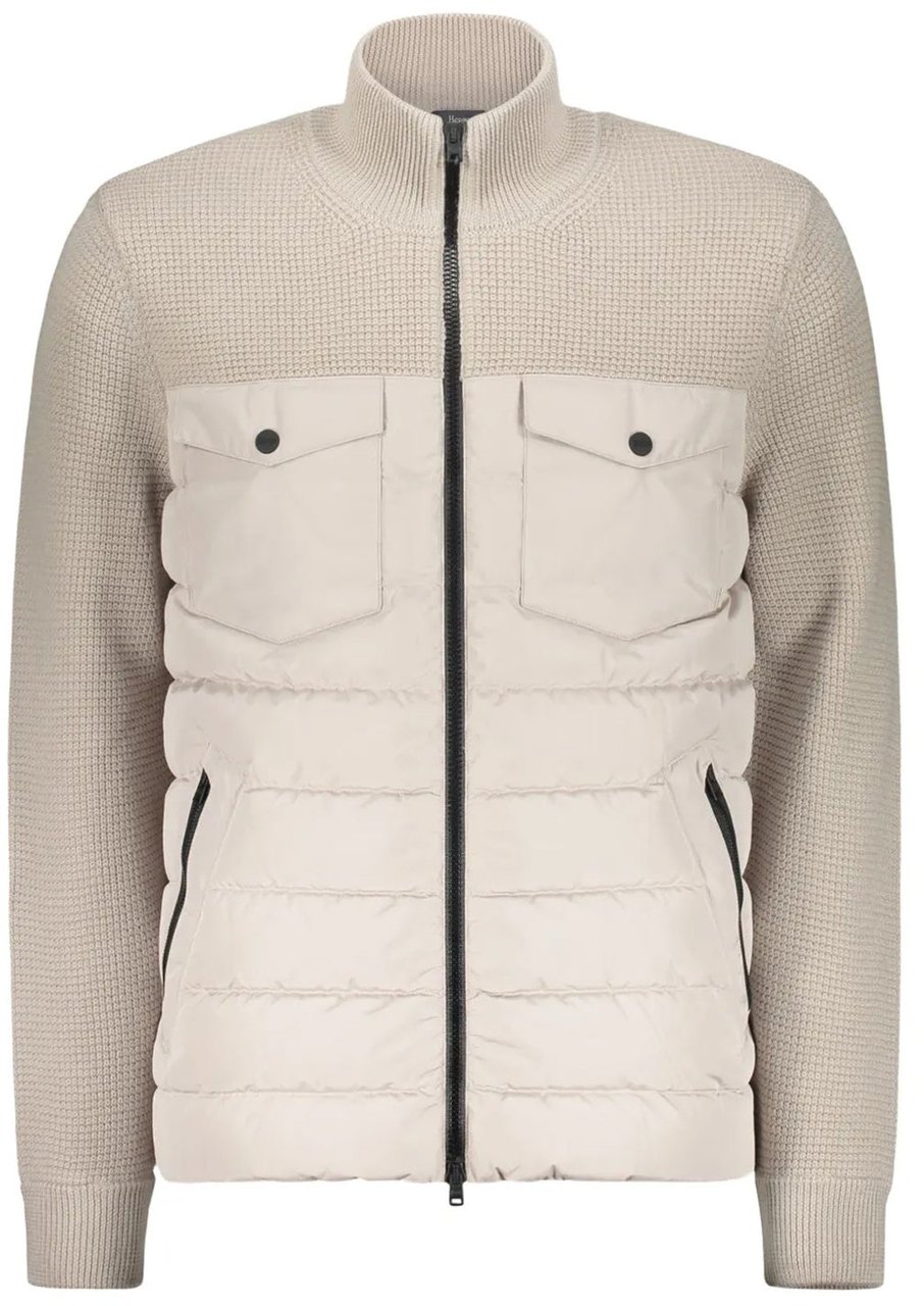 Herno Herno Padded-Panel Knitted Jacket Beige