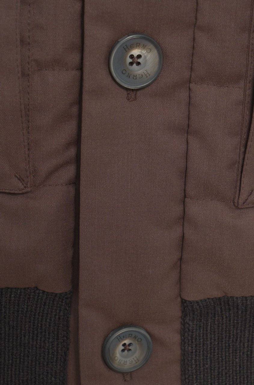 Herno Quilted jacket with knit sleeves Bruin