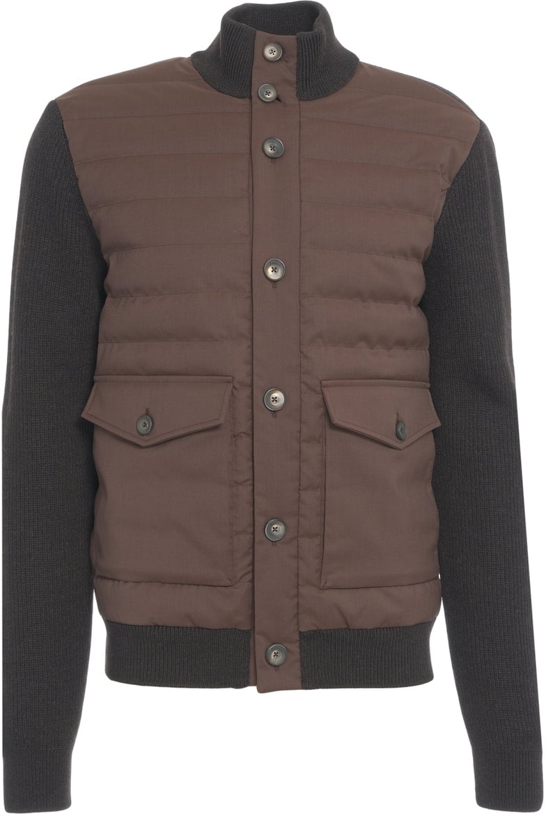 Herno Quilted jacket with knit sleeves Bruin
