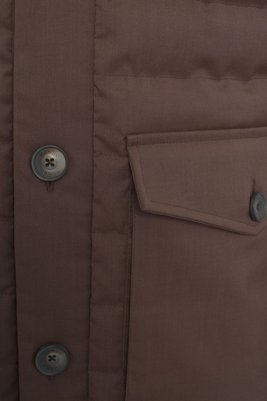 Herno Quilted jacket with knit sleeves Bruin