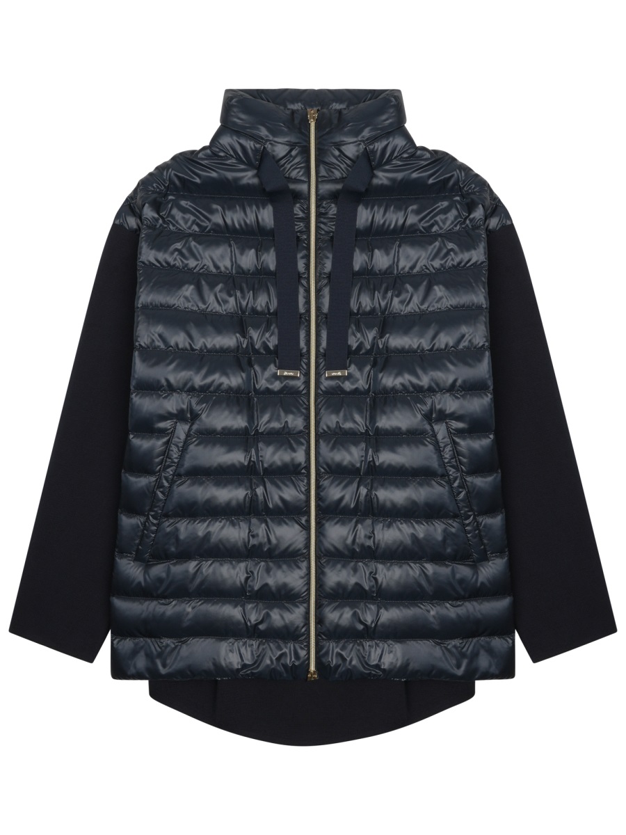 Herno Padded Contrasting Sleeves Cotton Down Jacket Zwart