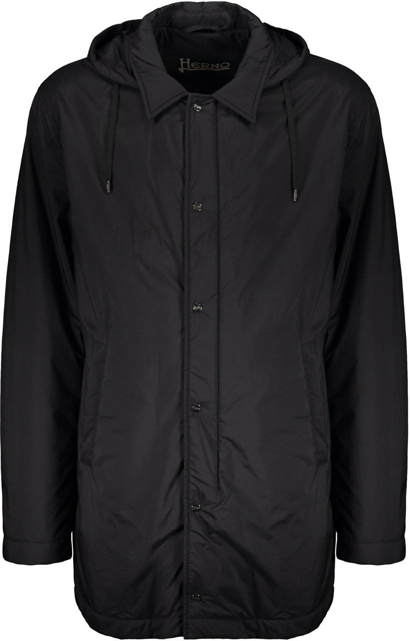 Herno Lightweight black jacket with versatile hood Zwart