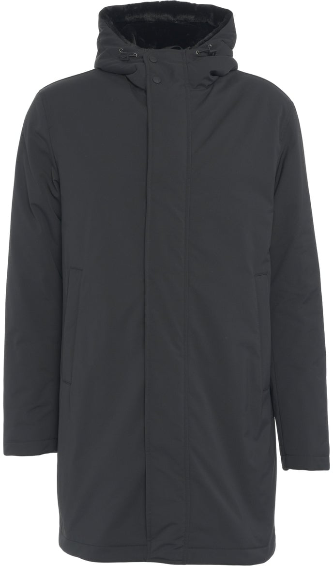 Herno Parka with faux fur hood Zwart