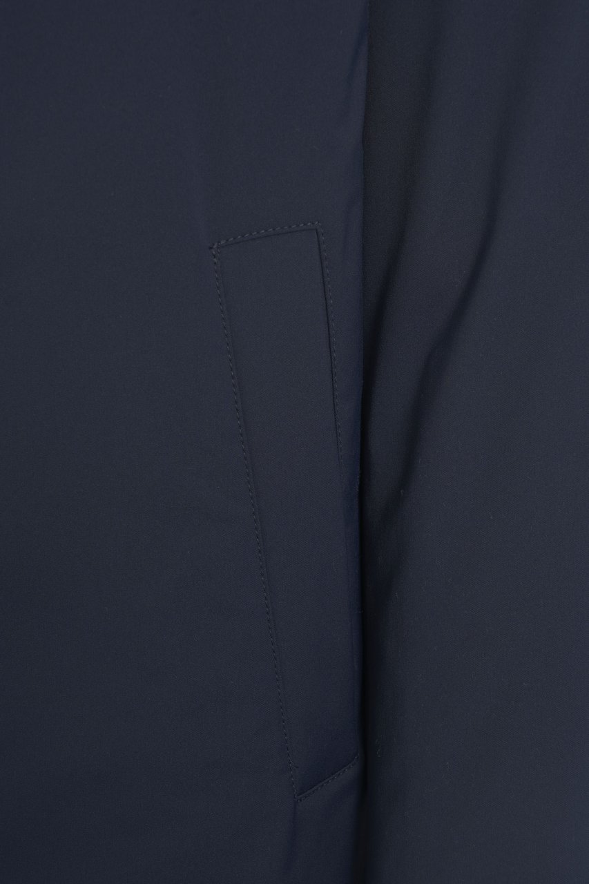 Herno Parka con cappuccio in ecopelliccia Blauw