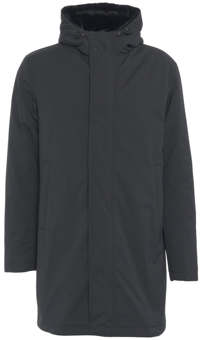 Herno Parka con cappuccio in ecopelliccia Zwart