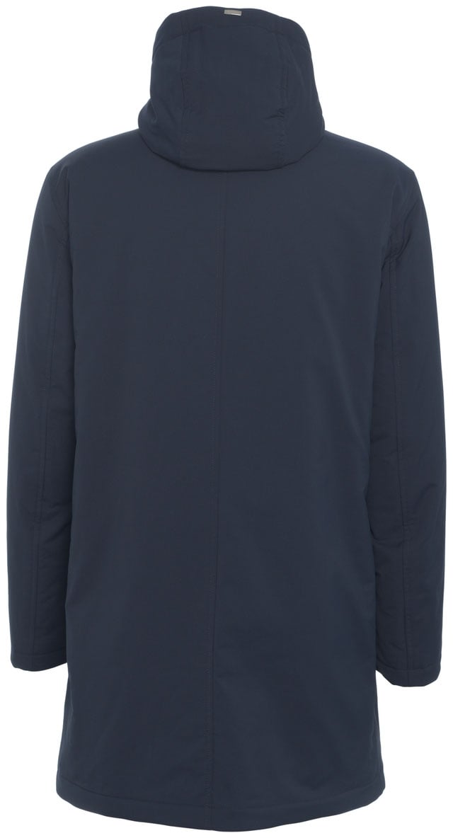 Herno Parka con cappuccio in ecopelliccia Blauw