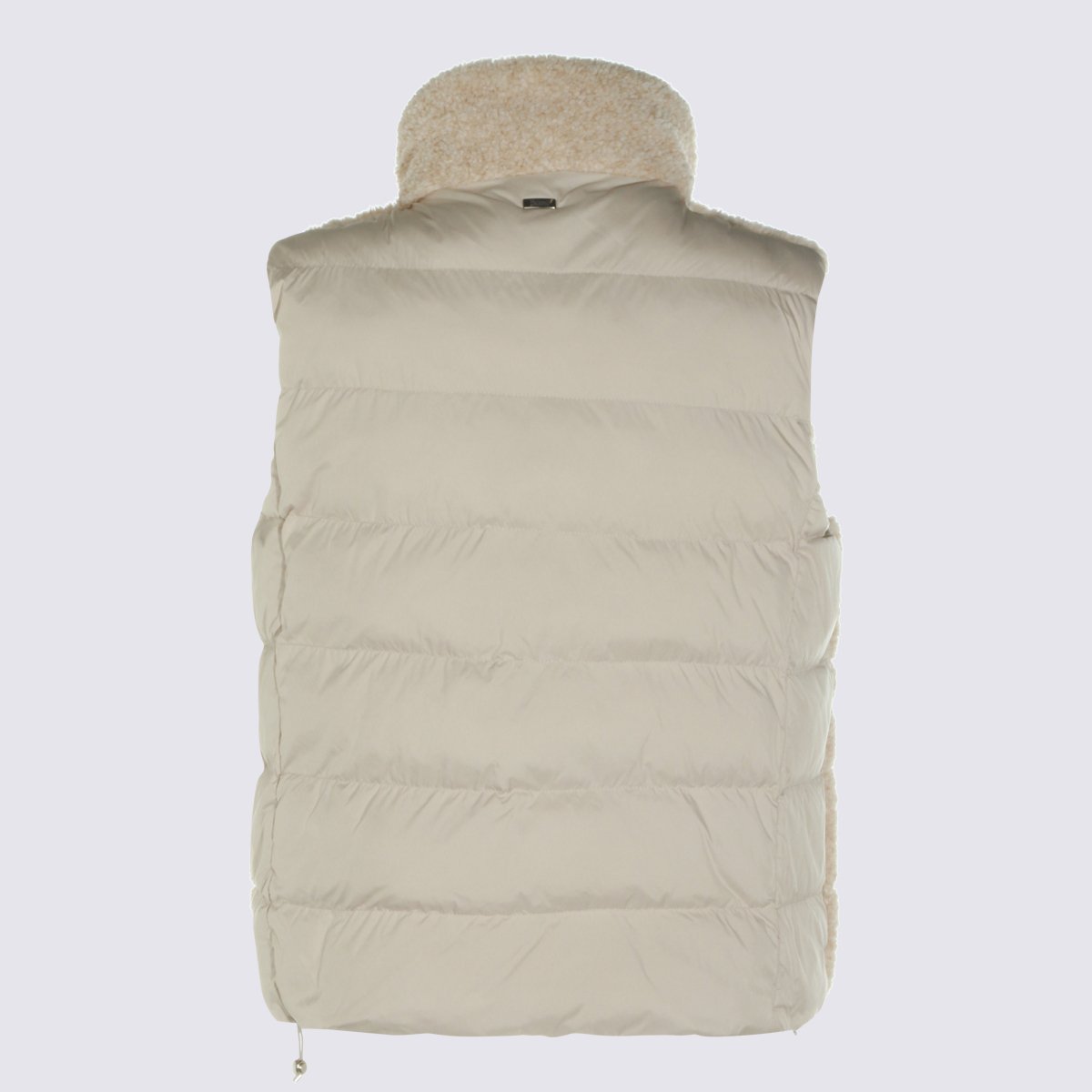 Herno Sleeveless Plush-Textured Jacket With High Collar And Quilted Back Neutraal