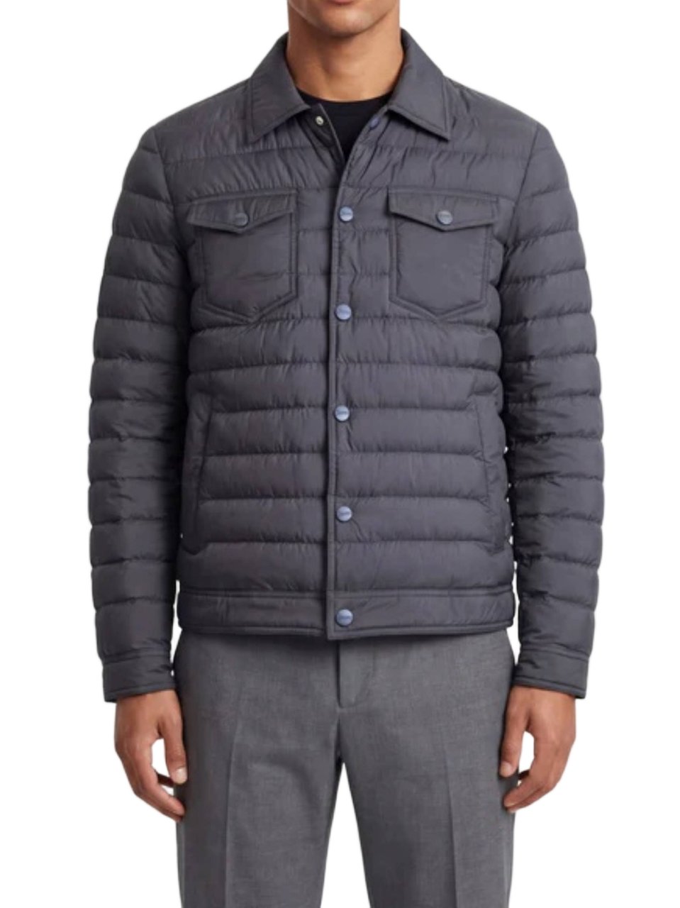 Herno Grey Legend Quilted Denim Casual Jacket Grijs