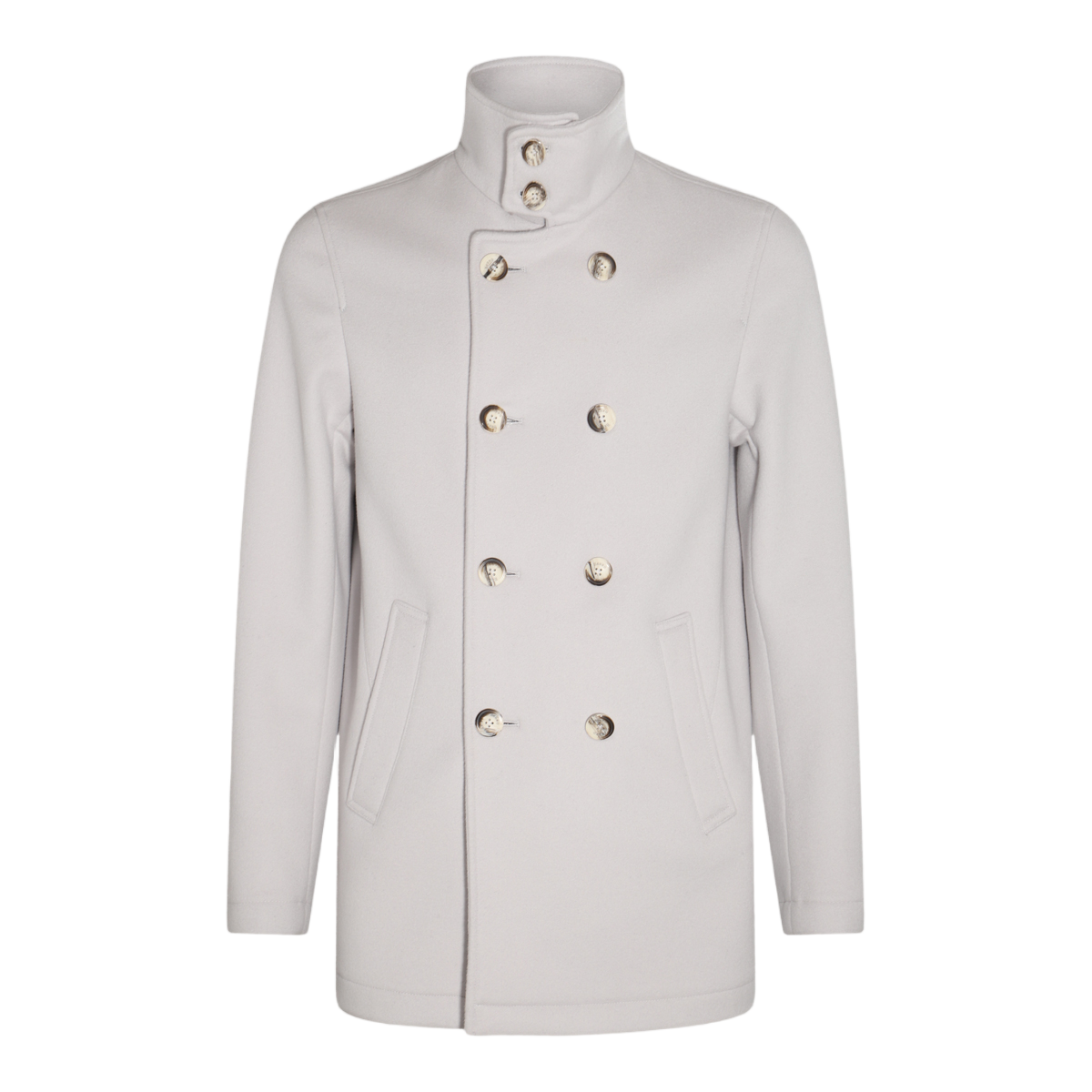 Herno Double-Breasted Coat With High Stand Collar And Minimalist Design Wit