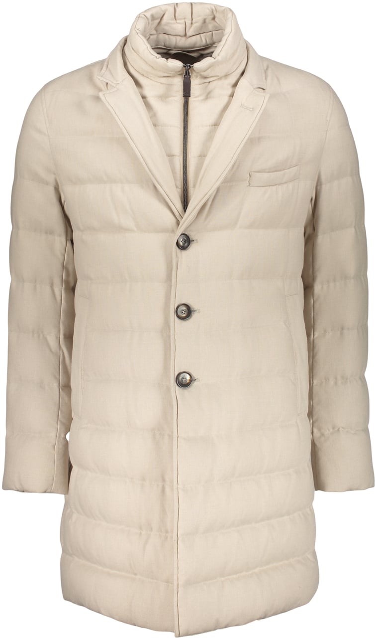 Herno Beige down jacket with elegant collar Neutraal