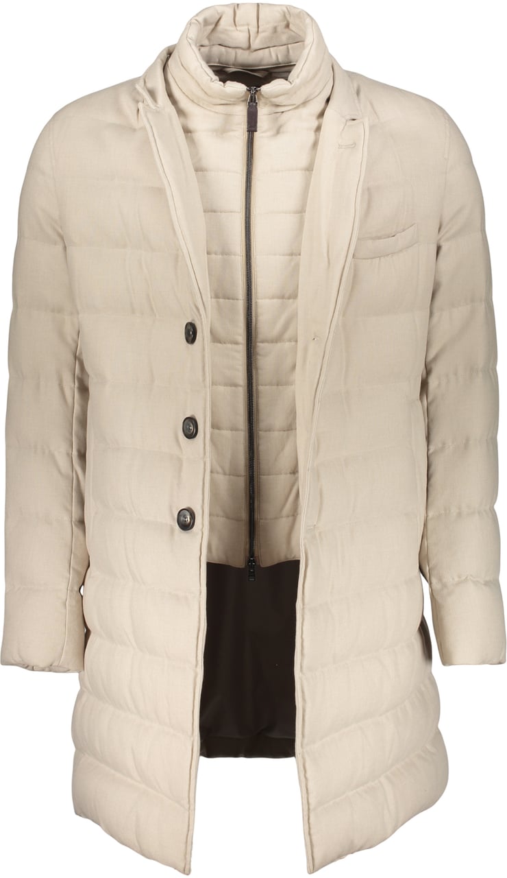 Herno Beige down jacket with elegant collar Neutraal