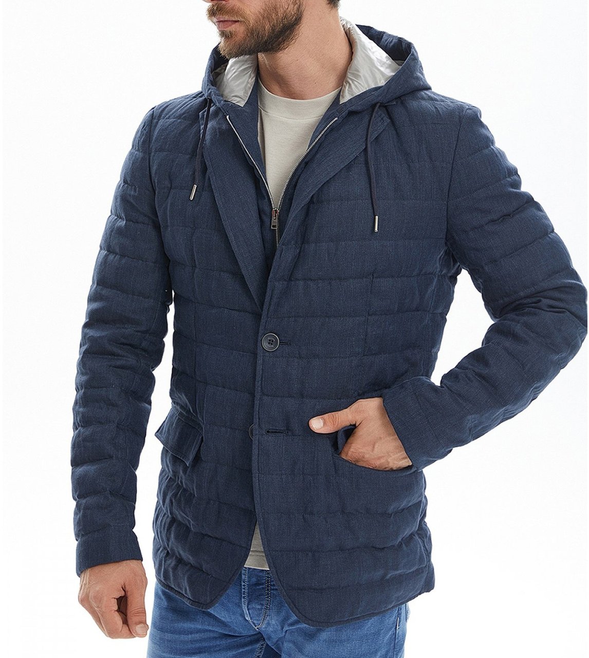 Herno Herno Linen Quilted Jacket Blauw